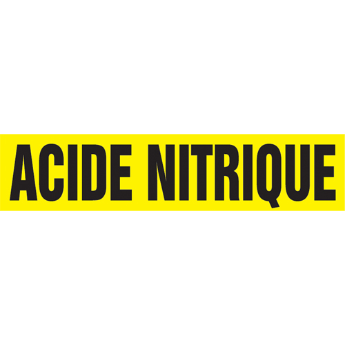 Marqueur de tuyau "Acid Nitrique", Autocollant, 4" h x 24" la, Noir sur jaune We Share Industrial Supply