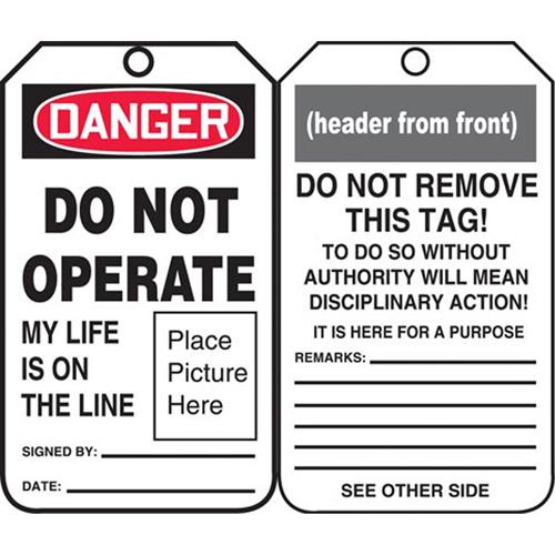 Safety Tags, Plastic, 3-3/8" W x 5-3/4" H, English We Share Industrial Supply