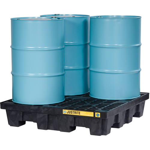 EcoPolyBlend Spill Control Pallets - With Drain, 73 US gal. Spill Capacity, 49" x 49" x 10.3" We Share Industrial Supply