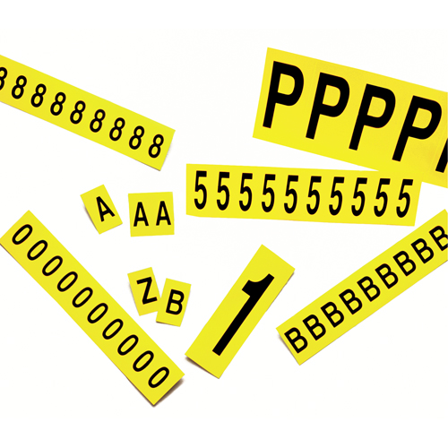 Individual Adhesive Number Markers, 6, 3-7/8" H, Black on Yellow We Share Industrial Supply