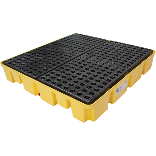 Palette de d&eacute;versements Poly-Slim-Line avec drain, Capacit&eacute; de d&eacute;versement 66 gal. US, 49" x 49" x 8,75" We Share Industrial Supply