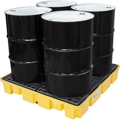 Palette de d&eacute;versements Poly-Slim-Line avec drain, Capacit&eacute; de d&eacute;versement 66 gal. US, 49" x 49" x 8,75" We Share Industrial Supply