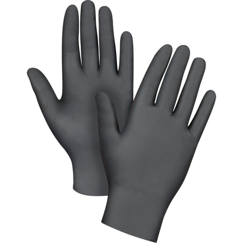 Gants jetables de calibre m&eacute;dical r&eacute;sistants &agrave; la perforation, 2T-Grand, Nitrile, 5 mils, Sans poudre, Noir, Classe 2 We Share Industrial Supply