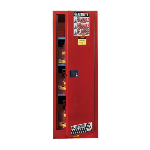 Armoire de s&eacute;curit&eacute; pour produits inflammables EX Slimline Sure-Grip , 22 gal., 3 tablettes We Share Industrial Supply