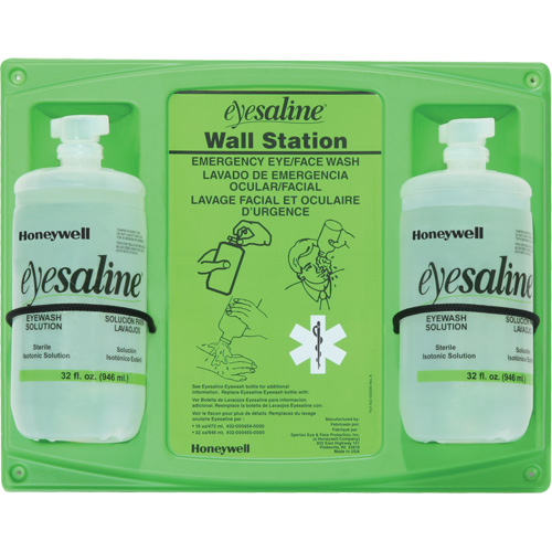 Saline Eyewash Wall Station, Double We Share Industrial Supply