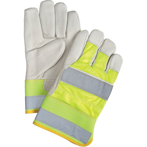 Premium Quality High Visibility Fitters Gloves, Large, Grain Cowhide Palm We Share Industrial Supply