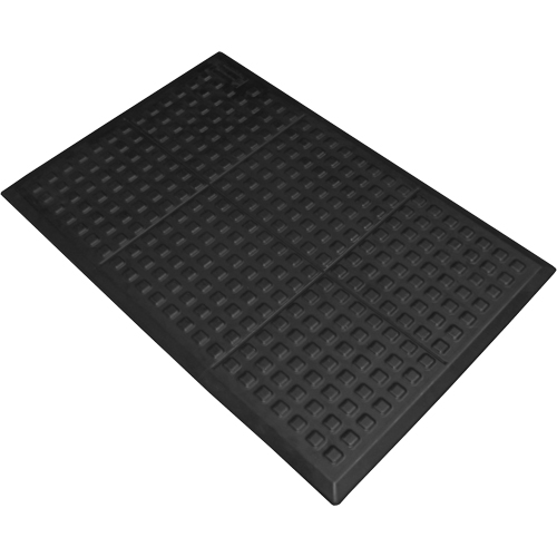 Tapis antifatigue Connect No 502 Rejuvenator pour poste de travail simple, Polyur&eacute;thane, 3' la c, 5' lo, 5/8" &eacute;paisseur, Noir We Share Industrial Supply