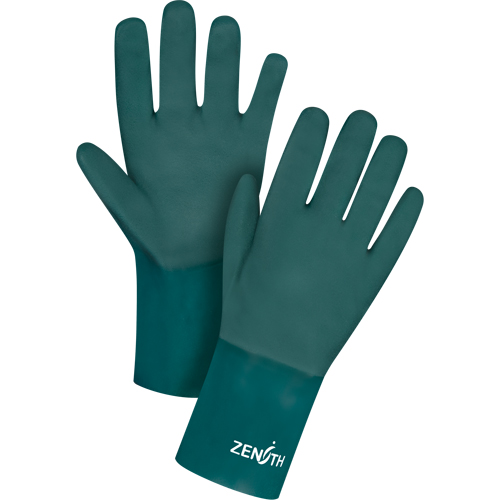 Gants verts &agrave; double enduit, 12" lo, PVC, Doublure en Jersey de coton, 70 mils We Share Industrial Supply