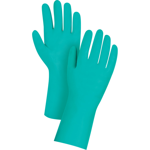 Gants de premi&egrave;re qualit&eacute; &agrave; prise en losange r&eacute;sistants aux produits chimiques, Taille 2T-Grand/11, 13" lo, Nitrile, 11 mils We Share Industrial Supply