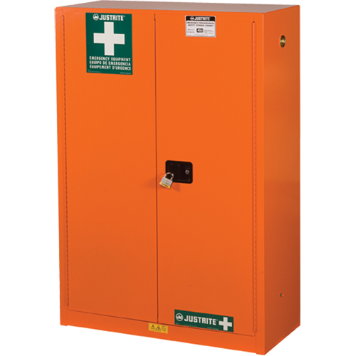 Armoires de rangement pour pr&eacute;paration aux situations d'urgence, Acier, 4 Tablettes, 65" h x 43" la x 18" P, Orange We Share Industrial Supply
