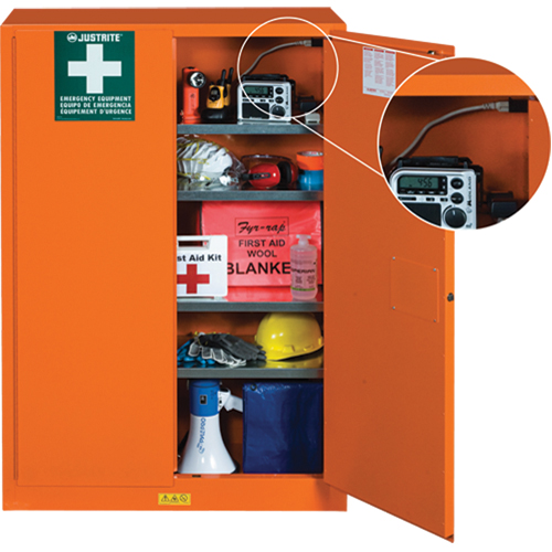 Armoires de rangement pour pr&eacute;paration aux situations d'urgence, Acier, 4 Tablettes, 65" h x 43" la x 18" P, Orange We Share Industrial Supply