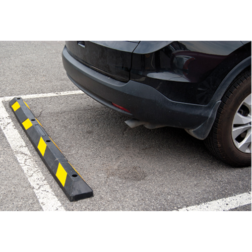 Parking Curb, Rubber, 6' L, Black/Yellow We Share Industrial Supply