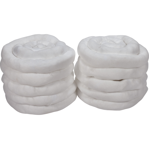 Remblais tubulaire absorbant, Huile seulement, Absorption 45 gal., 3" la x 10' lo, Pqt de 10 We Share Industrial Supply