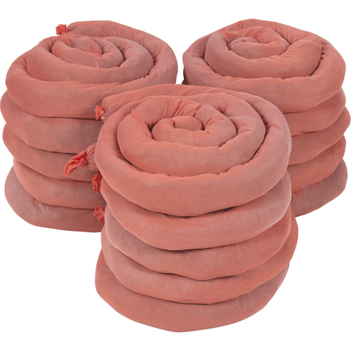 Remblais tubulaires absorbants, Mati&egrave;res dangereuses, Absorption 50 gal., 3" la x 8' lo, Pqt de 15 We Share Industrial Supply