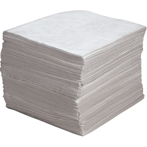 Feuilles absorbantes souffl&eacute;es de premi&egrave;re qualit&eacute;, Huile seulement, 15" x 17", 30 gal. d'absorption We Share Industrial Supply