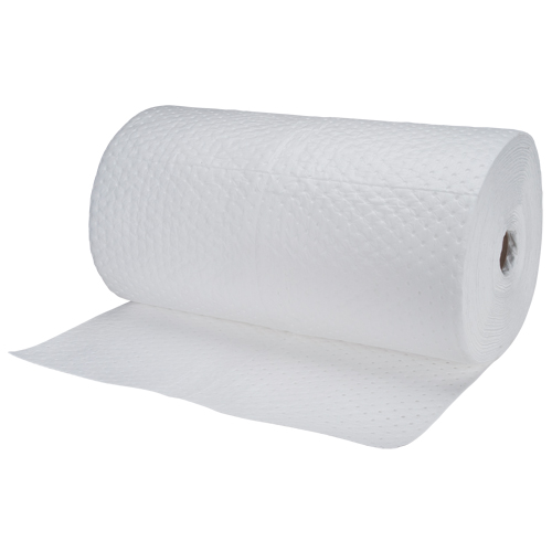 Rouleaux absorbants en fibres fines de calibre industriel, Lourd, 150' lo x 30" la, Absorption 70 gal. We Share Industrial Supply