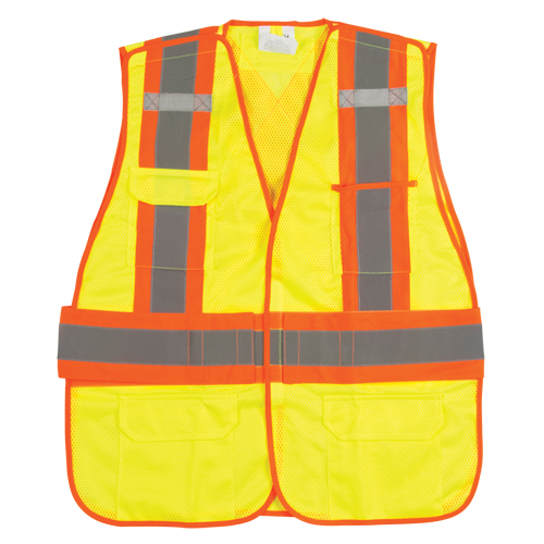 Veste d'arpenteur haute visibilit&eacute;, conforme &agrave; la CSA, Jaune lime haute visibilit&eacute;, Grand, Polyester We Share Industrial Supply