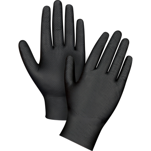Gants d'examen de poids lourd &agrave; prise tactile, Petit, Nitrile, 8 mils, Sans poudre, Noir We Share Industrial Supply