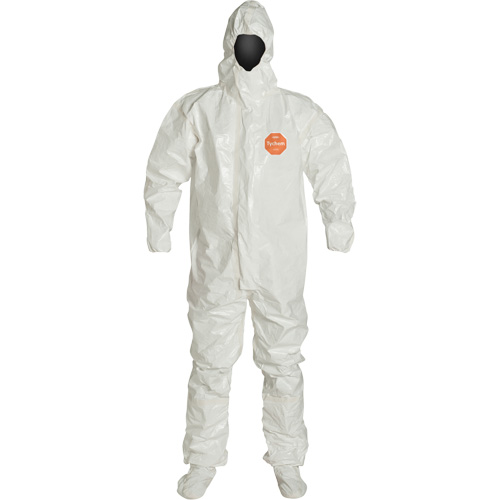 Combinaison &agrave; capuchon, Saranex 23P/Tychem 4000, 2T-Grand, Blanc We Share Industrial Supply