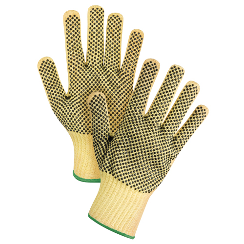 Gants tricot&eacute;s deux c&ocirc;t&eacute;s, sans couture, &agrave; pois, Taille Moyen/8, Calibre 7, Rev&ecirc;tement PVC, Enveloppe en Kevlar, ASTM ANSI niveau A2/EN 388 niveau 3 We Share Industrial Supply