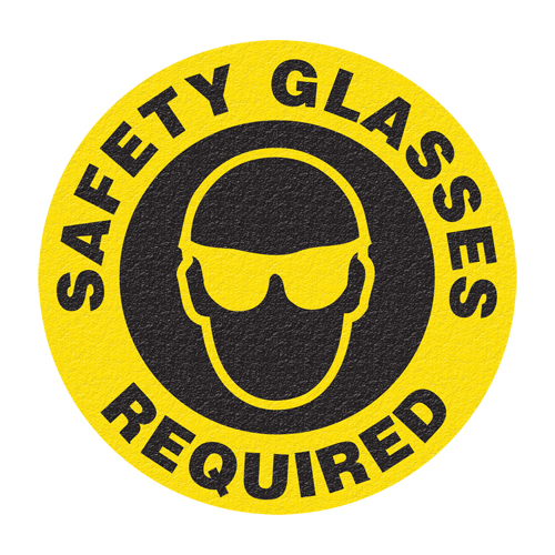 Panneau de signalisation au sol  Safety Glasses , Adh&eacute;sif, Anglais avec pictogramme We Share Industrial Supply