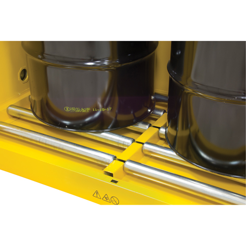 Vertical Drum Storage Cabinet, 110 US gal. Cap., 2 Drums, Yellow We Share Industrial Supply