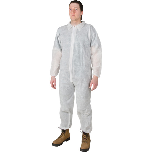 Coveralls, Medium, White, Polypropylene We Share Industrial Supply