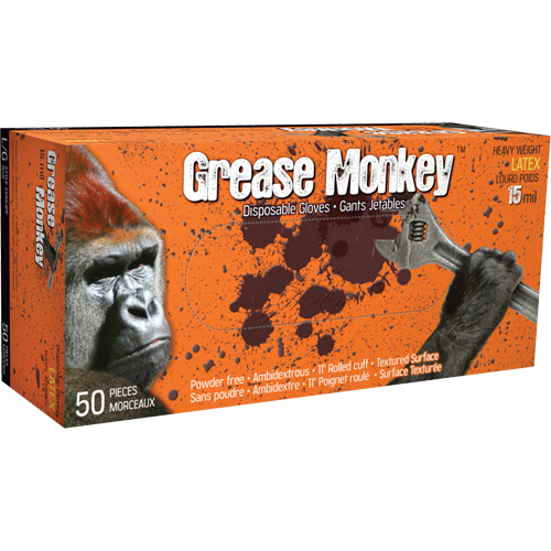 Gants Grease Monkey, Moyen, Latex, 15 mils, Sans poudre, Bleu We Share Industrial Supply