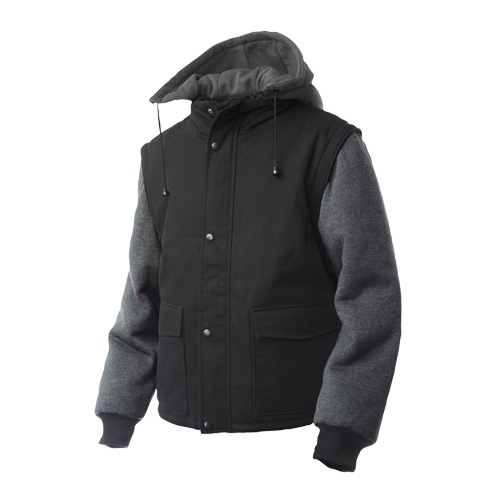 Zip-Off Sleeve Jacket, Men's, Large, Black We Share Industrial Supply