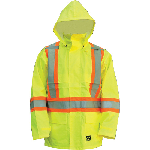 Manteau Open Road, Polyester/Polyur&eacute;thane, Jaune lime haute visibilit&eacute;, Petit We Share Industrial Supply