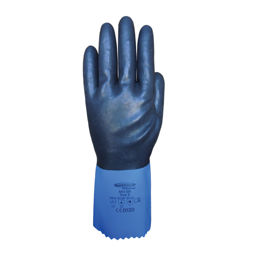 Summitech Full-Dipped Chemical Resistant Gloves, Size Small/7, 11.8" L, Chloroprene, Poly-Cotton Inner Lining, 59-mil We Share Industrial Supply