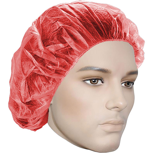 Bonnets bouffants, Polypropyl&egrave;ne, 21", Rouge We Share Industrial Supply