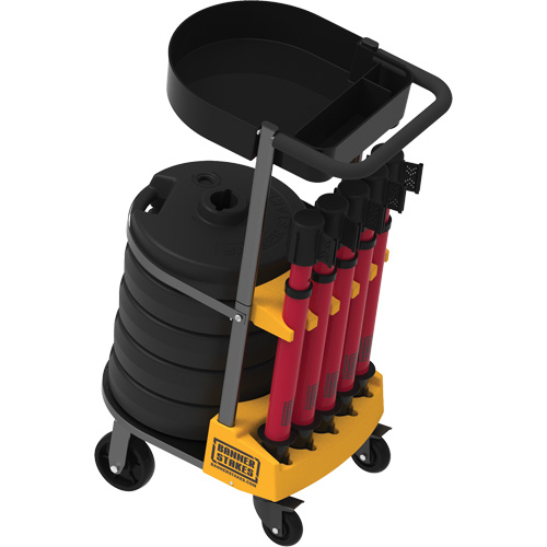 PLUS Barrier Post Cart Kit with Tray, 75' L, Metal, Yellow We Share Industrial Supply