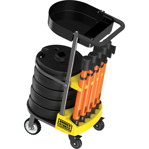 PLUS Barrier Post Cart Kit with Tray, 75' L, Metal, Orange We Share Industrial Supply