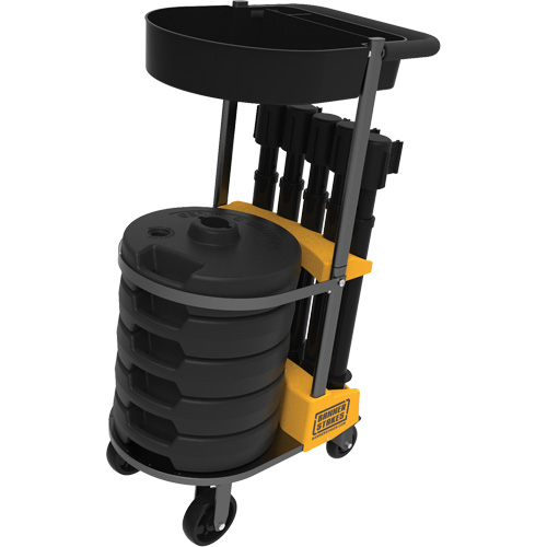 PLUS Barrier Post Cart Kit with Tray, 75' L, Metal, Black We Share Industrial Supply
