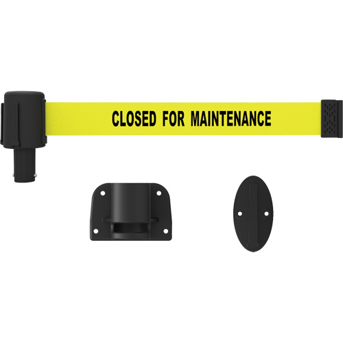PLUS Wall Mount Barrier System, Plastic, Screw Mount, 15', Yellow Tape We Share Industrial Supply