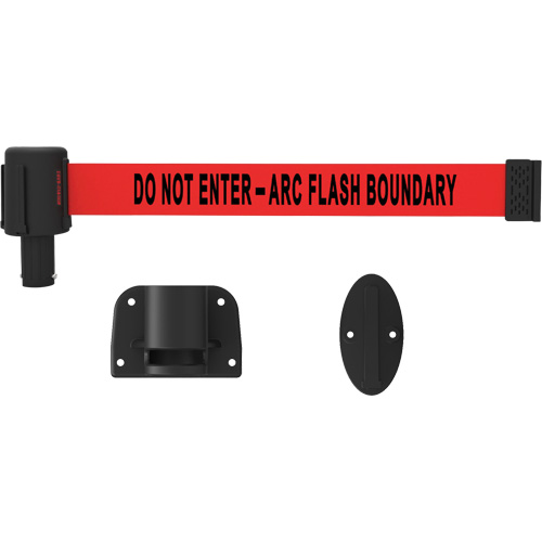 PLUS Wall Mount Barrier System, Plastic, Screw Mount, 15', Red Tape We Share Industrial Supply