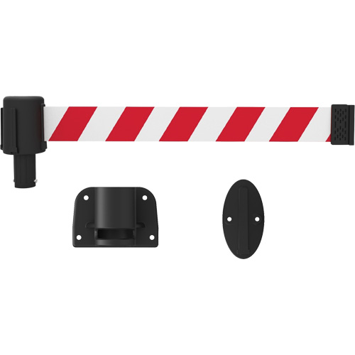PLUS Wall Mount Barrier System, Plastic, Screw Mount, 15', Red and White Tape We Share Industrial Supply