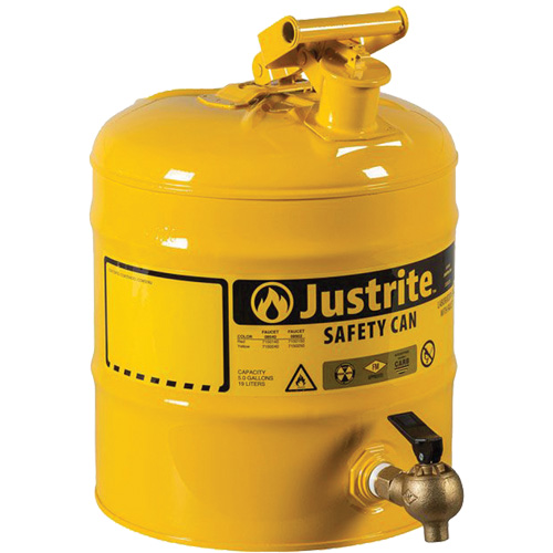 Safety Shelf Can, Type I, Steel, 5 US gal., Yellow, FM Approved We Share Industrial Supply
