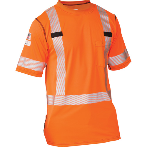 Polartec&reg; Power Grid&reg; High Visibility Short Sleeved T-Shirt, Polyester, 4X-Large, Orange We Share Industrial Supply