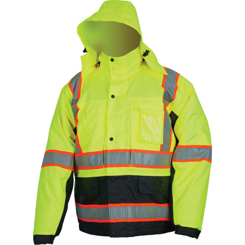 Insulated High Visibility Jacket, Polyester/Polyurethane, High Visibility Lime-Yellow, Small We Share Industrial Supply
