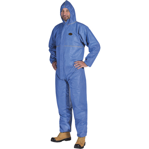 2075 Flame-Resistant SMS Disposable Coveralls, Size Small, Blue We Share Industrial Supply