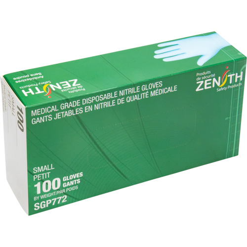 Gants jetables de calibre m&eacute;dical r&eacute;sistants &agrave; la perforation, Petit, Nitrile, 4,5 mils, Sans poudre, Bleu, Classe 2 We Share Industrial Supply