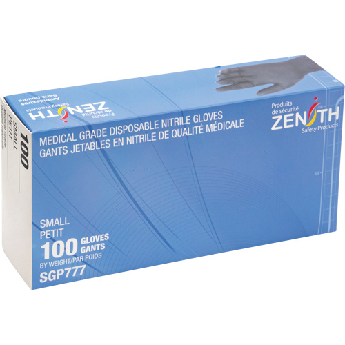 Puncture-Resistant Medical-Grade Disposable Gloves, Small, Nitrile, 5-mil, Powder-Free, Black, Class 2 We Share Industrial Supply