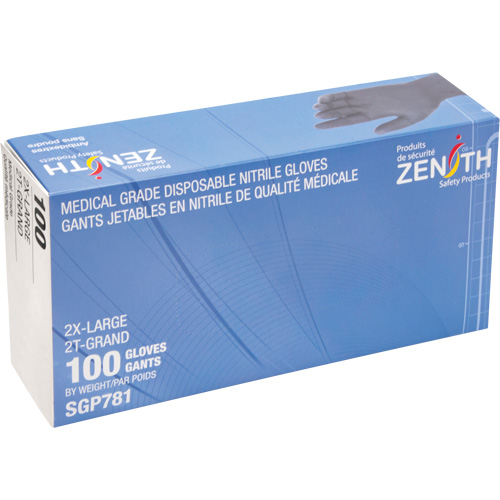 Gants jetables de calibre m&eacute;dical r&eacute;sistants &agrave; la perforation, 2T-Grand, Nitrile, 5 mils, Sans poudre, Noir, Classe 2 We Share Industrial Supply
