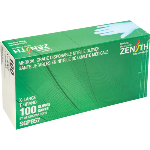 Puncture-Resistant Medical-Grade Disposable Gloves, X-Large, Nitrile, 3.5-mil, Powder-Free, Blue, Class 2 We Share Industrial Supply