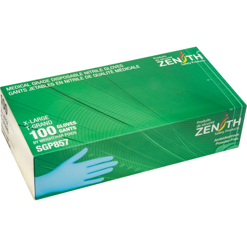 Puncture-Resistant Medical-Grade Disposable Gloves, X-Large, Nitrile, 3.5-mil, Powder-Free, Blue, Class 2 We Share Industrial Supply