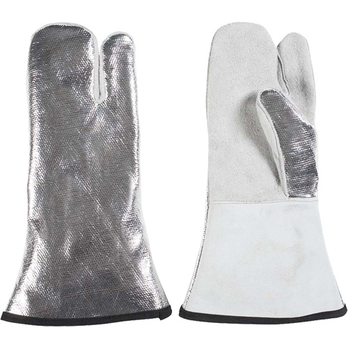 One Finger Heat Resistant Mitt, Aluminized/Kevlar&reg;/Leather, One Size, Protects Up To 650°F (343°C) We Share Industrial Supply