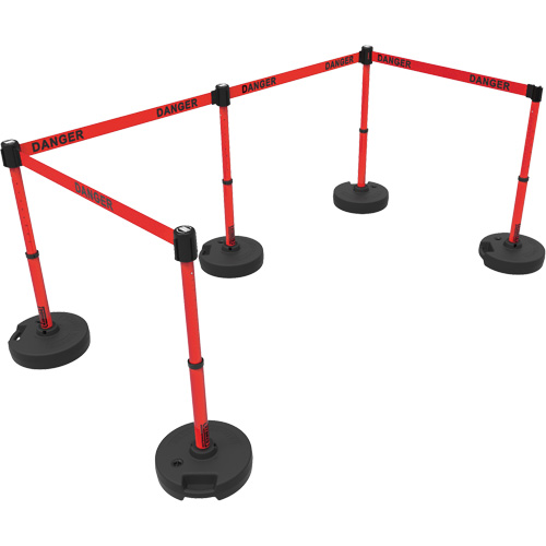 Plus Barrier Post Set, Plastic, 42" H, Red Tape, 15' Tape Length We Share Industrial Supply