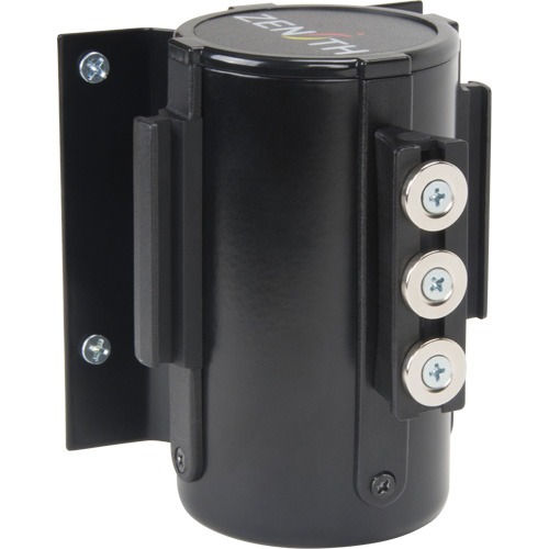 Barri&egrave;re &agrave; fixation murale avec ruban magn&eacute;tique, Acier, Fixation par vis, 12', Ruban Noir We Share Industrial Supply